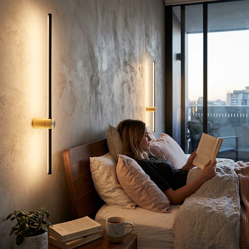 Modern Minimalist Aluminum Straight Line LED Wall Sconce Lamp For Living Room