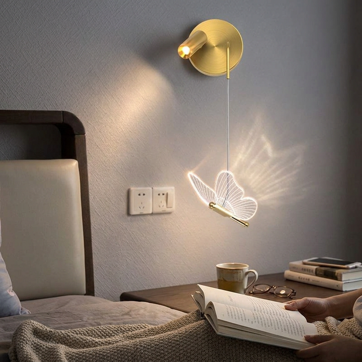 Contemporary Creative Iron Acrylic Butterfly Spotlight Design LED Wall Sconce Lamp for Living Room