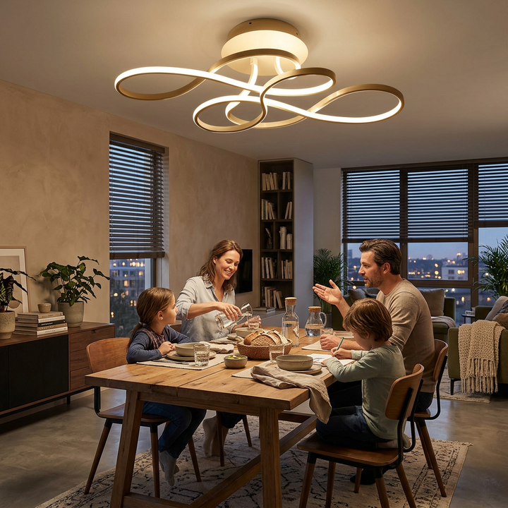Modern Transitional Irregular Strip Aluminum Acrylic LED Semi-Flush Mount Ceiling Light For Living Room