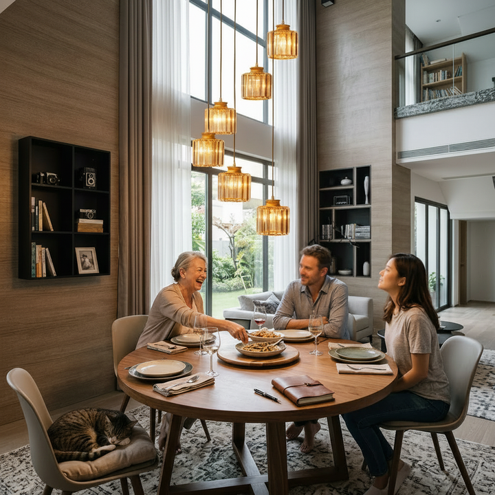 Modern Cylindrical Crystal 6-Light Chandelier