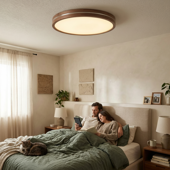 Modern Walnut LED Flush Mount Ceiling Light