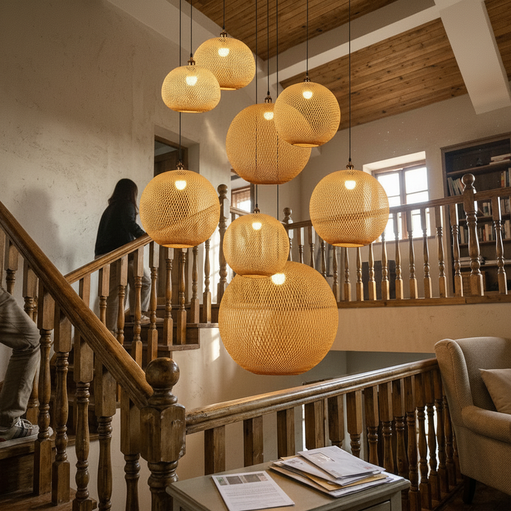Round Bamboo Pendant Light
