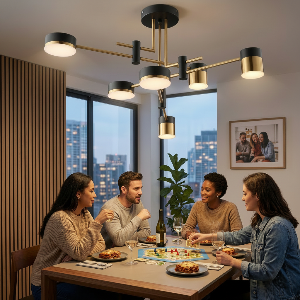 Minimalist 8-Light Semi-Flush Ceiling Light