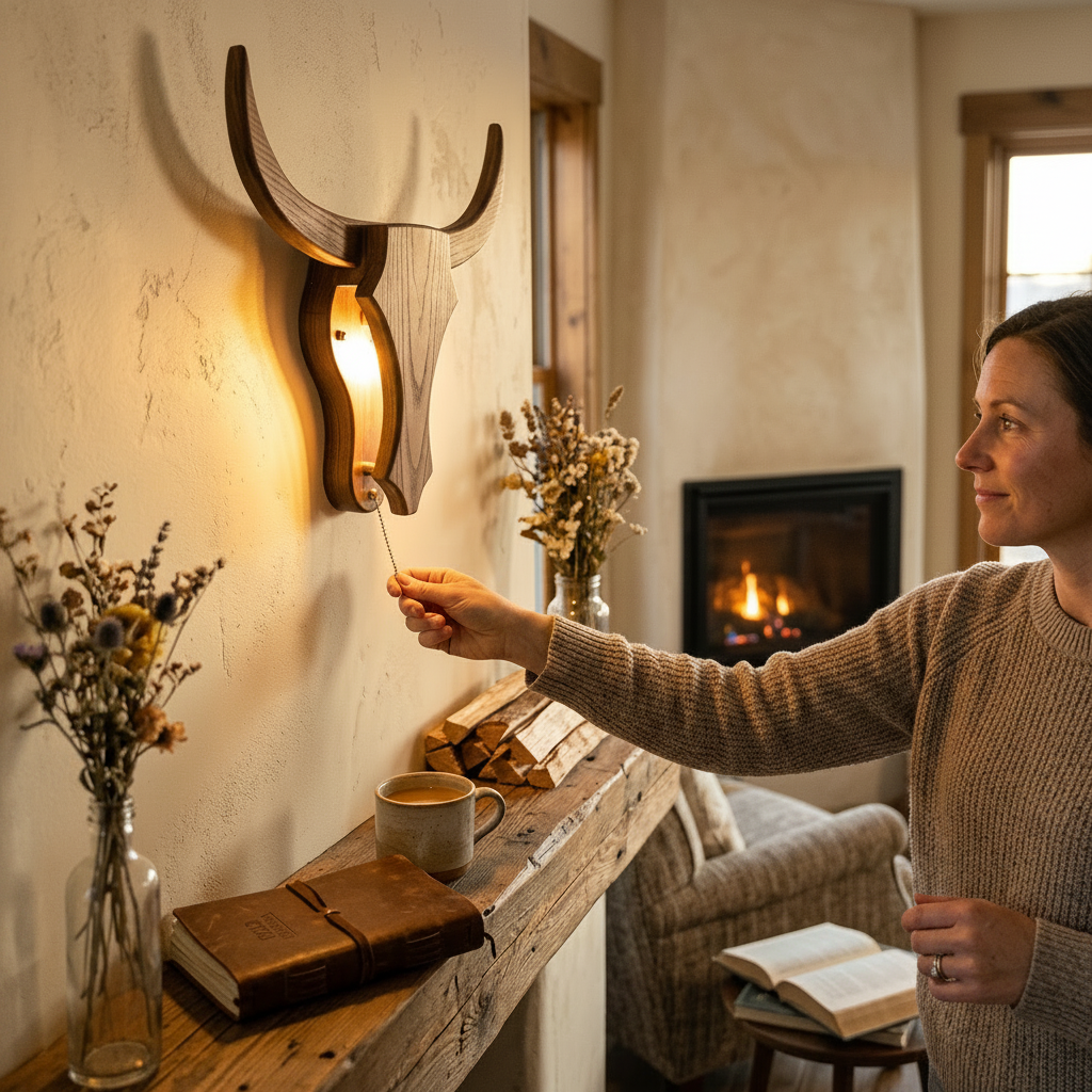 Traditional Solid Wood LED Wall Sconce