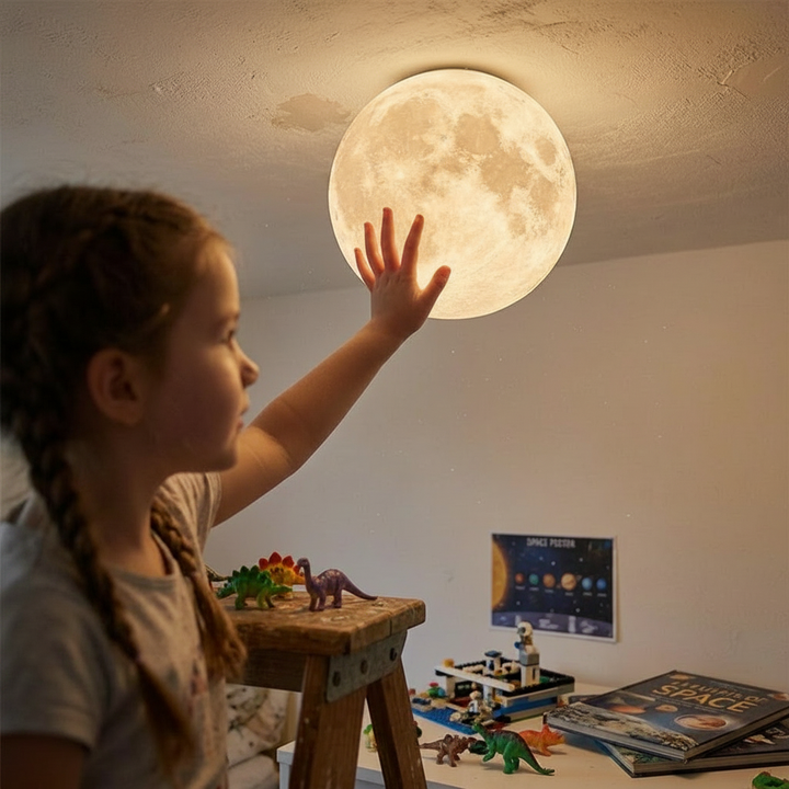 Contemporary Moon Resin Semi-Flush Ceiling Light