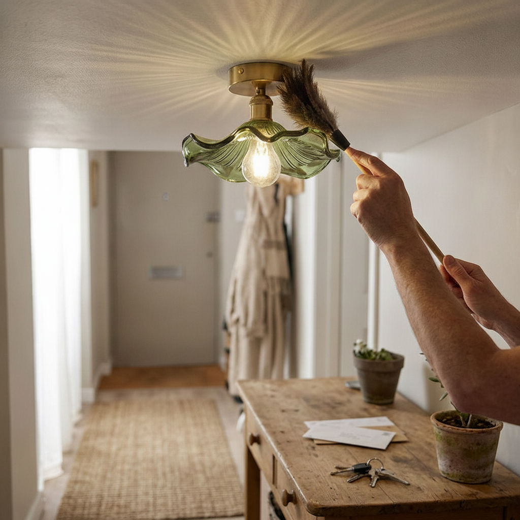 Vintage Leaf Copper Semi-Flush Ceiling Light