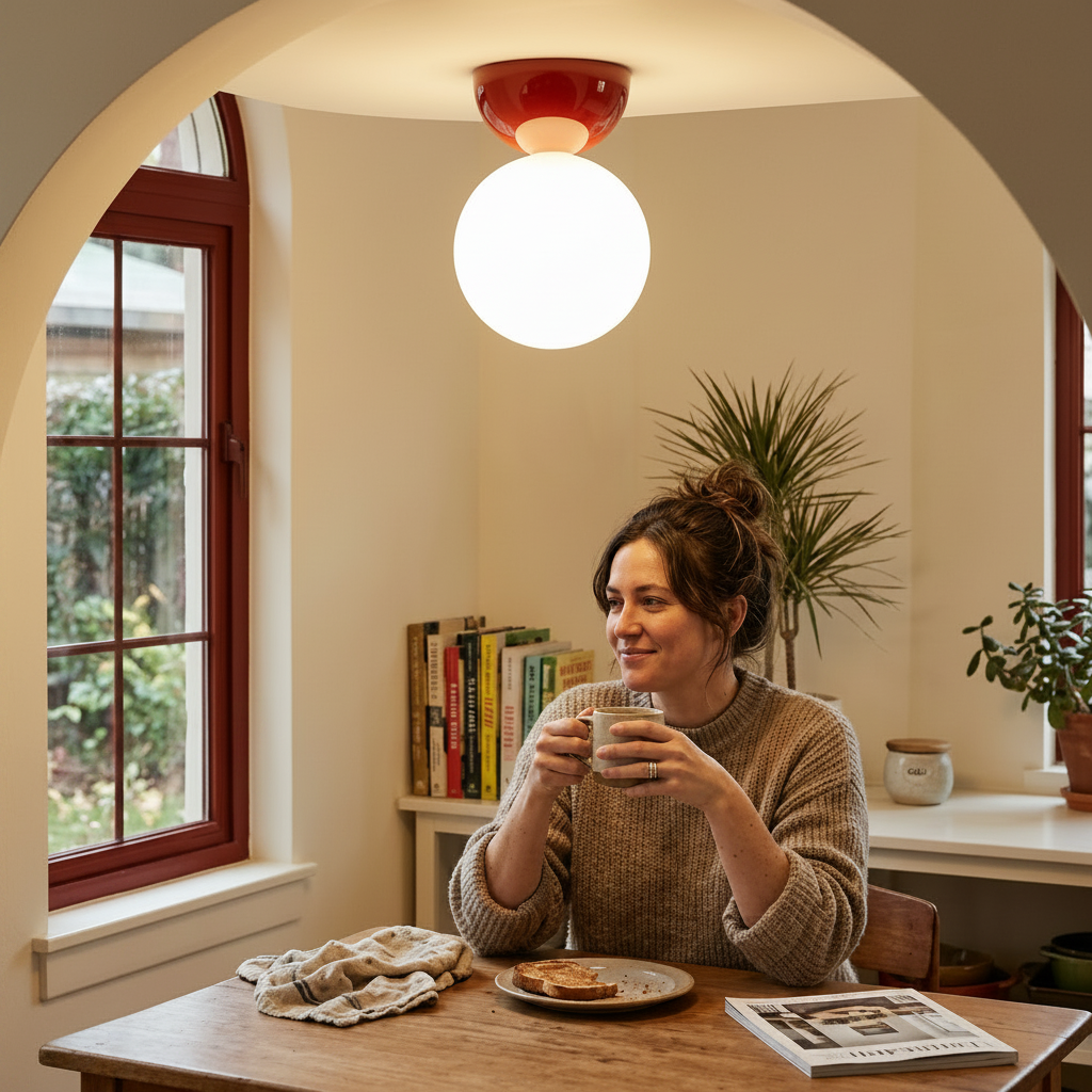 Nordic Spherical Glass Semi-Flush Ceiling Light