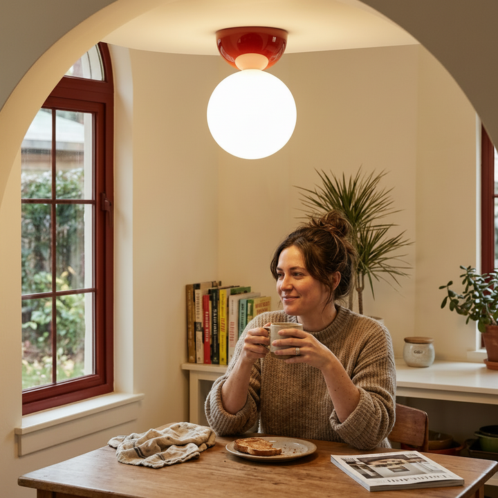 Nordic Spherical Glass Semi-Flush Ceiling Light