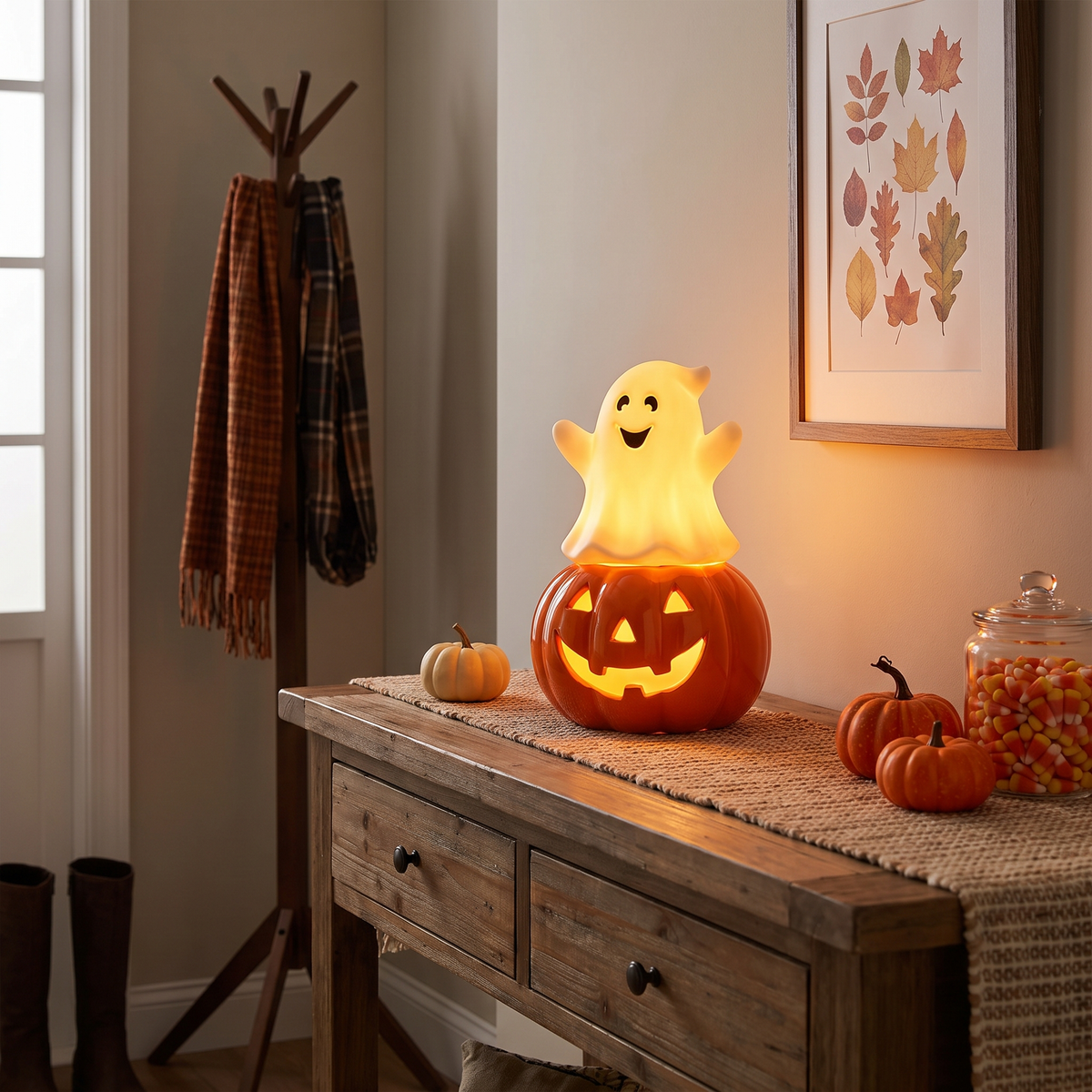 Pumpkin & Ghost LED Table Lamp lifestyle scene