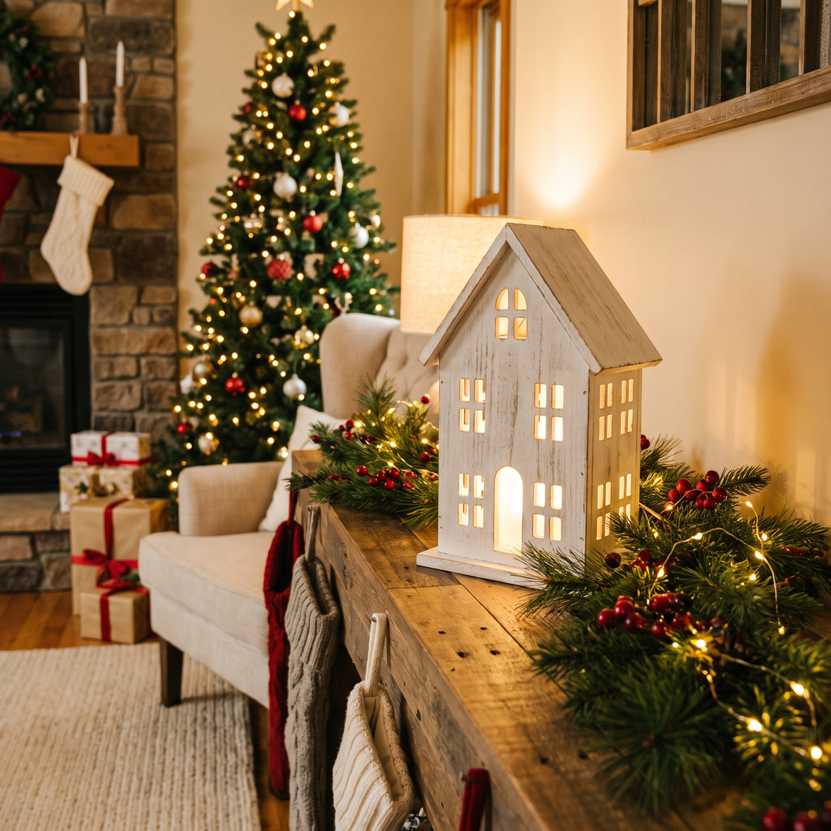 House-Shaped Christmas LED Table Lamp lifestyle scene