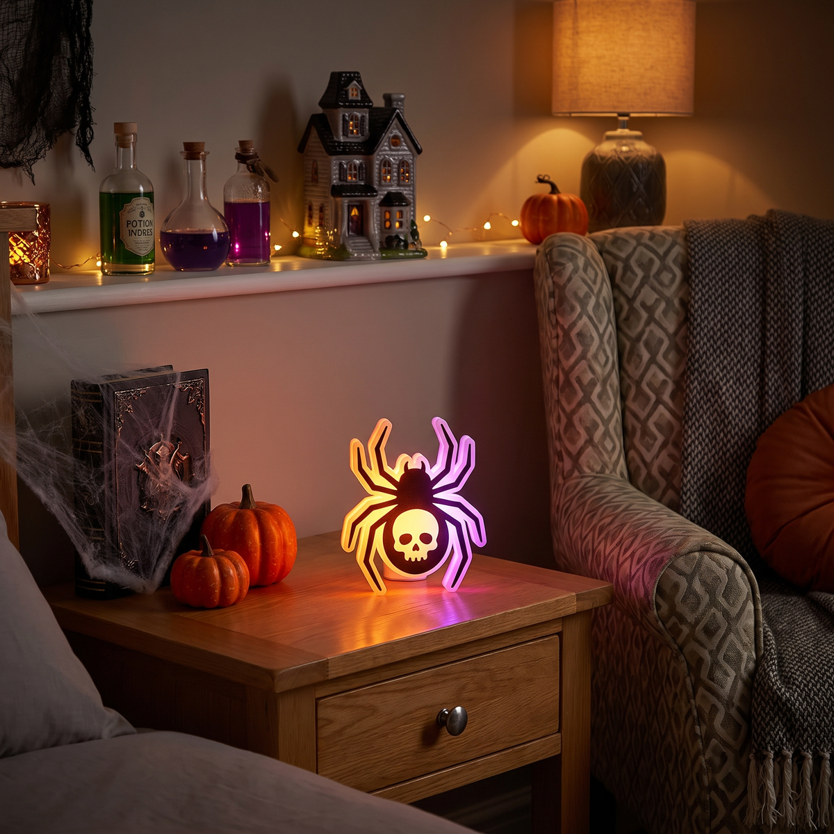 Spider & Skull Eye LED Night Light lifestyle scene