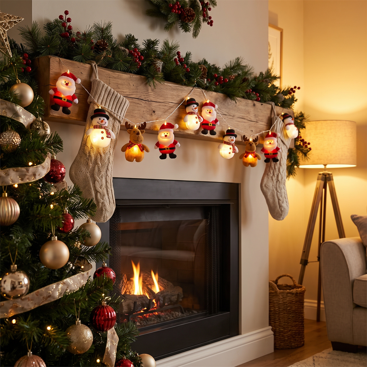 Christmas Doll Hanging LED Lights lifestyle scene