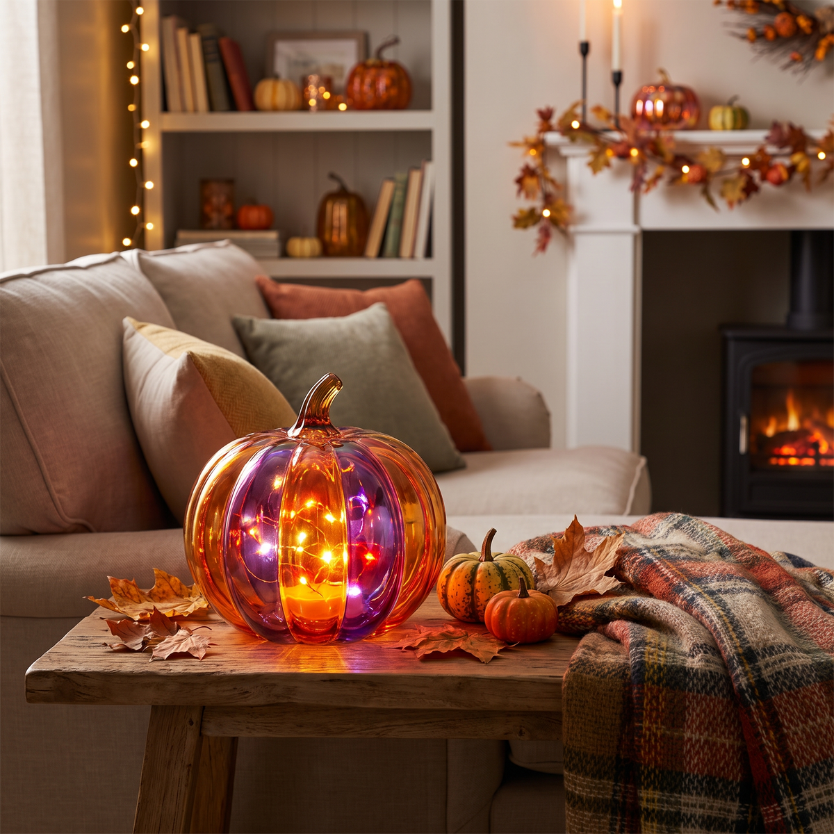 Round Pumpkin Colorful LED Lamp lifestyle scene