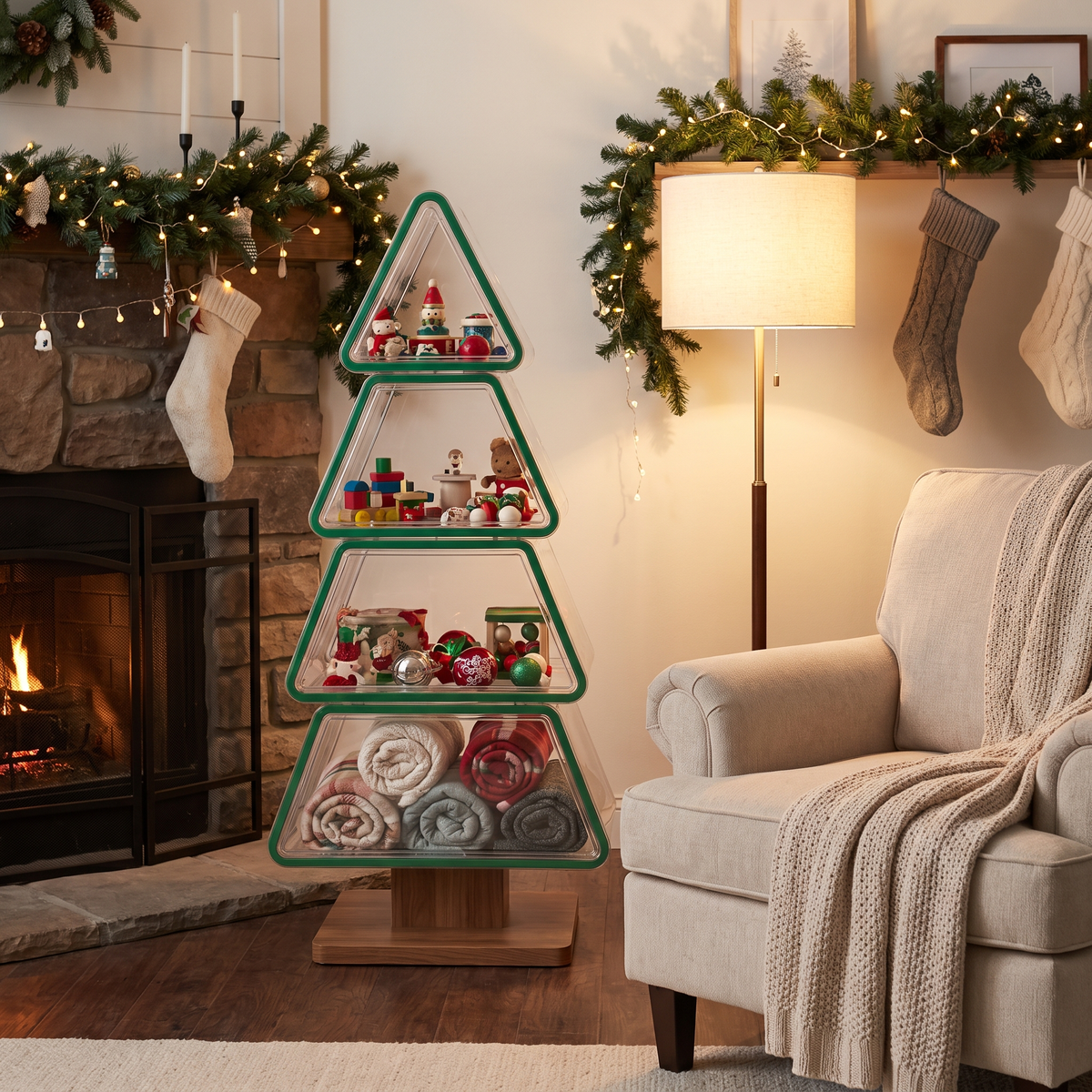 Christmas Tree Acrylic Storage Cabinet lifestyle scene