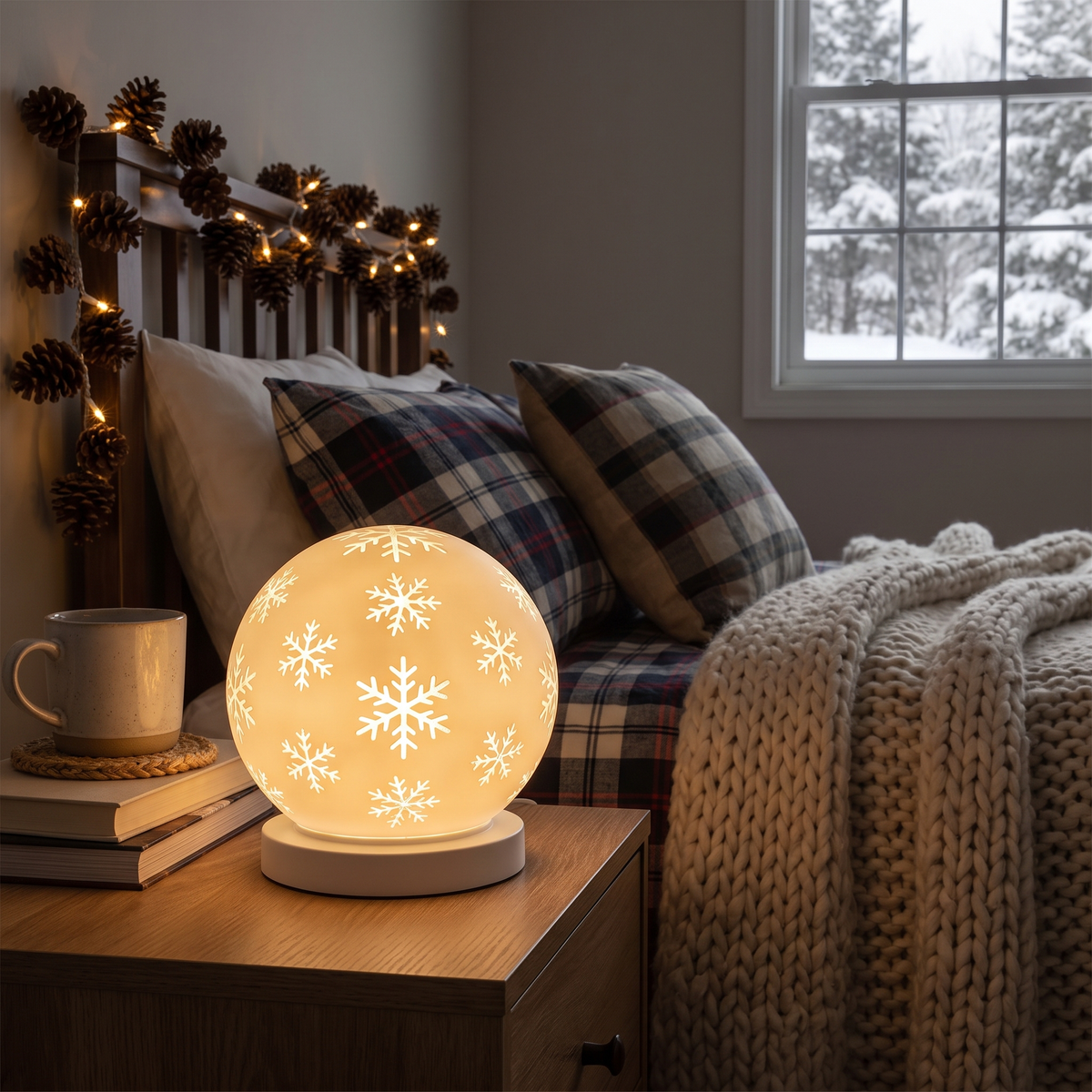 Snowflake Round LED Table Lamp lifestyle scene