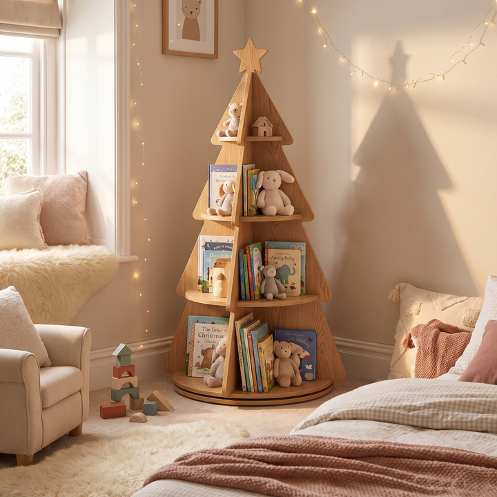Christmas Tree Rotatable Kids Bookshelf lifestyle scene