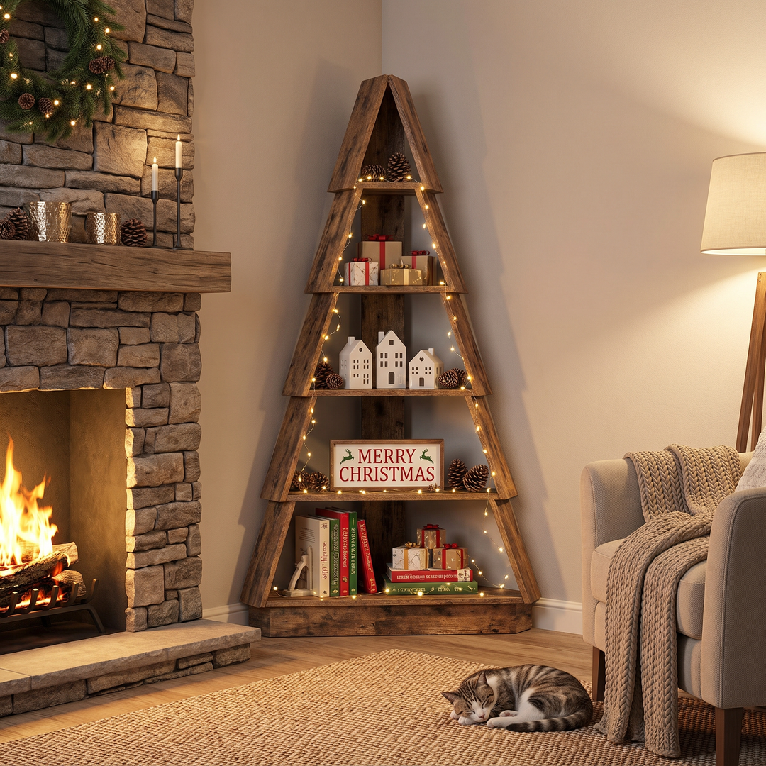 Christmas Tree Corner Storage Shelf lifestyle scene