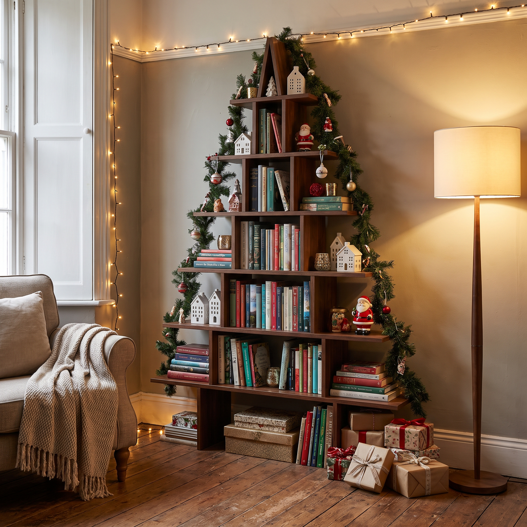Christmas Tree 8-Shelf Bookshelf lifestyle scene