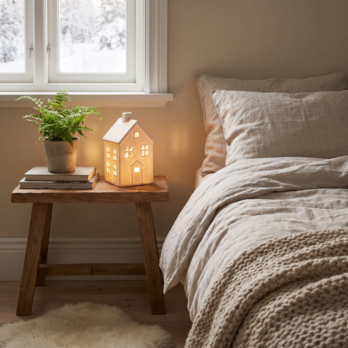 Nordic Ceramic House Night Light lifestyle scene