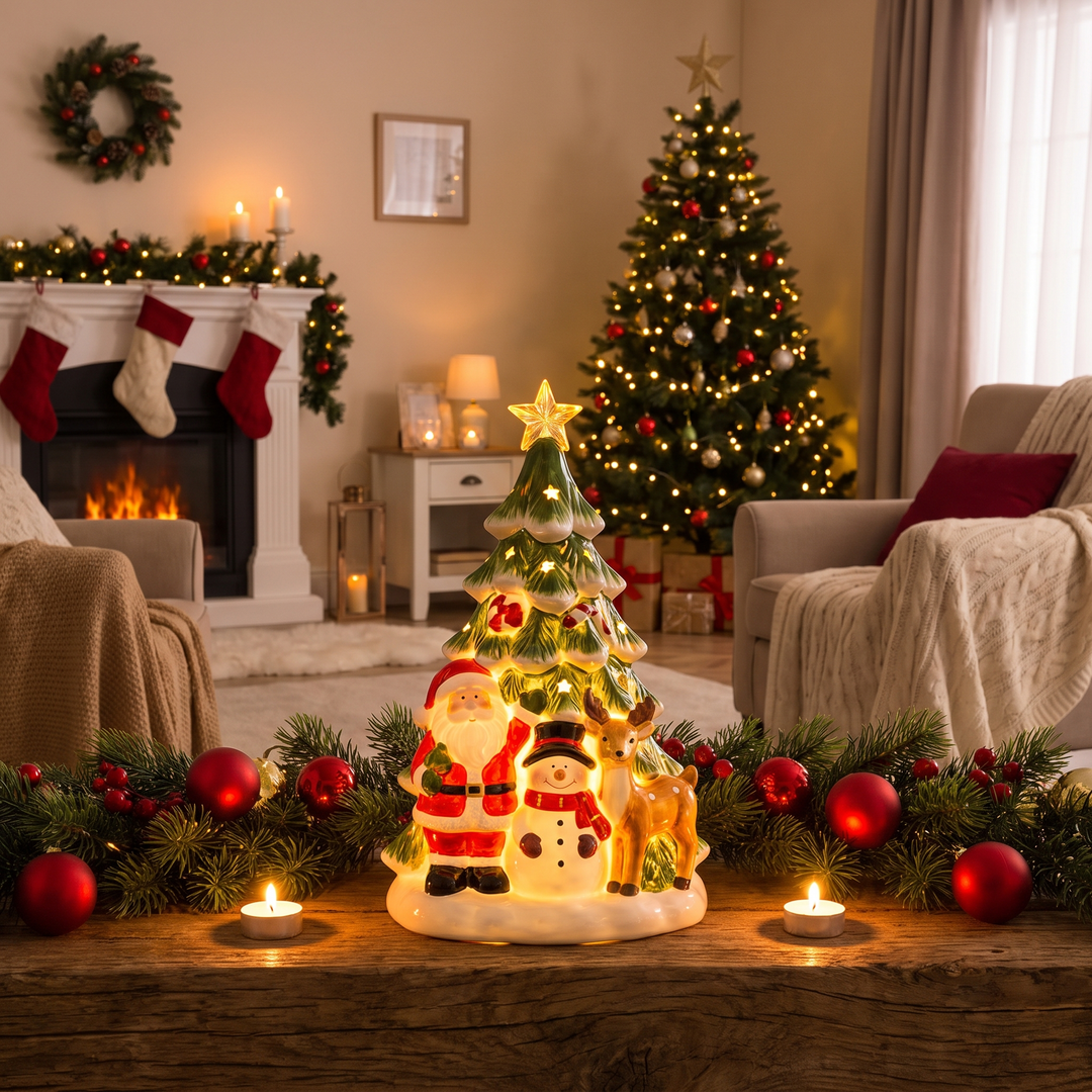 Santa Snowman Deer Tree LED Lamp lifestyle scene