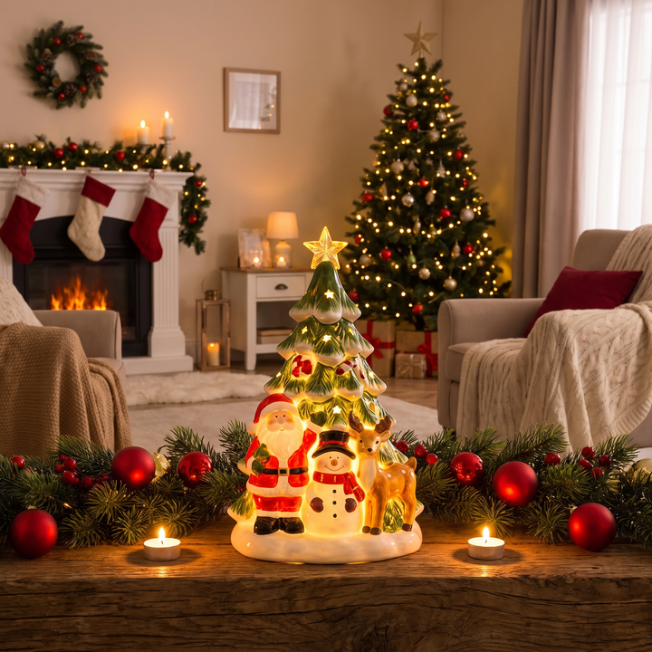Santa Snowman Deer Tree LED Lamp lifestyle scene