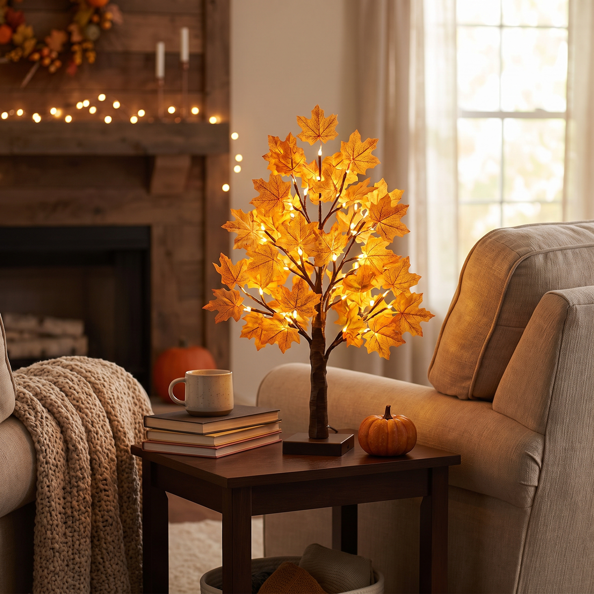Maple Leaf Tree LED Table Lamp lifestyle scene