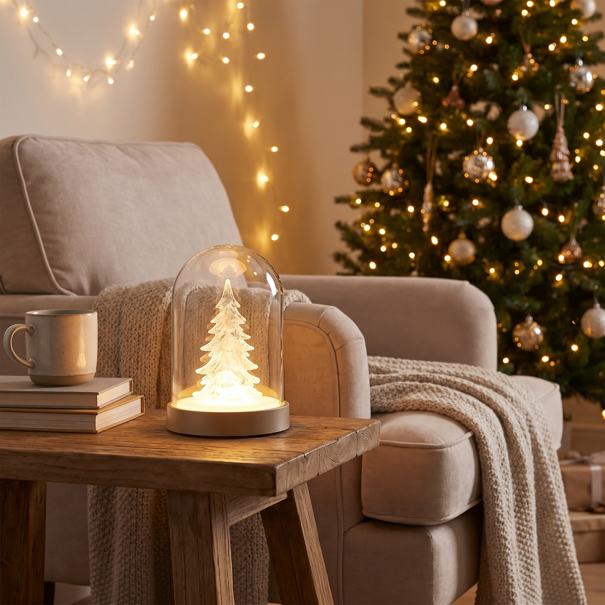 Rechargeable Bell Snow Tree LED Table Lamp lifestyle scene