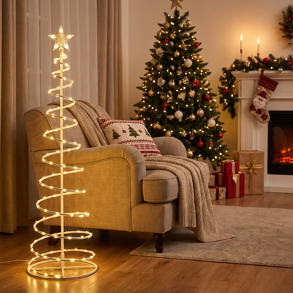 Solar Christmas Tree LED Floor Lamp lifestyle scene