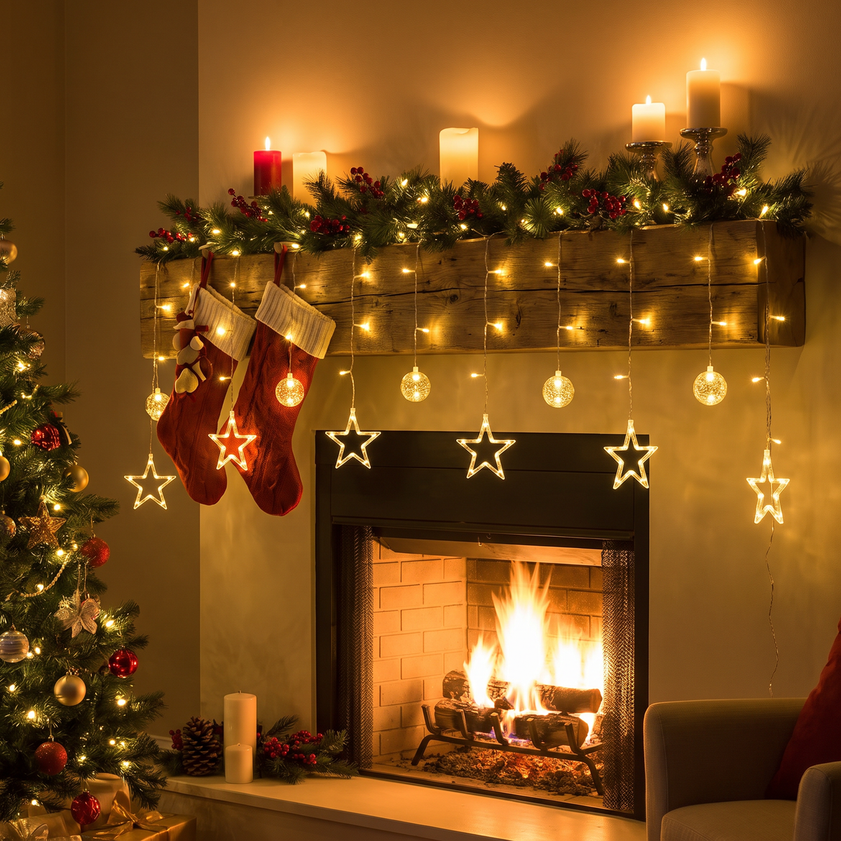 Star Ball Christmas Tree LED String Lights lifestyle scene