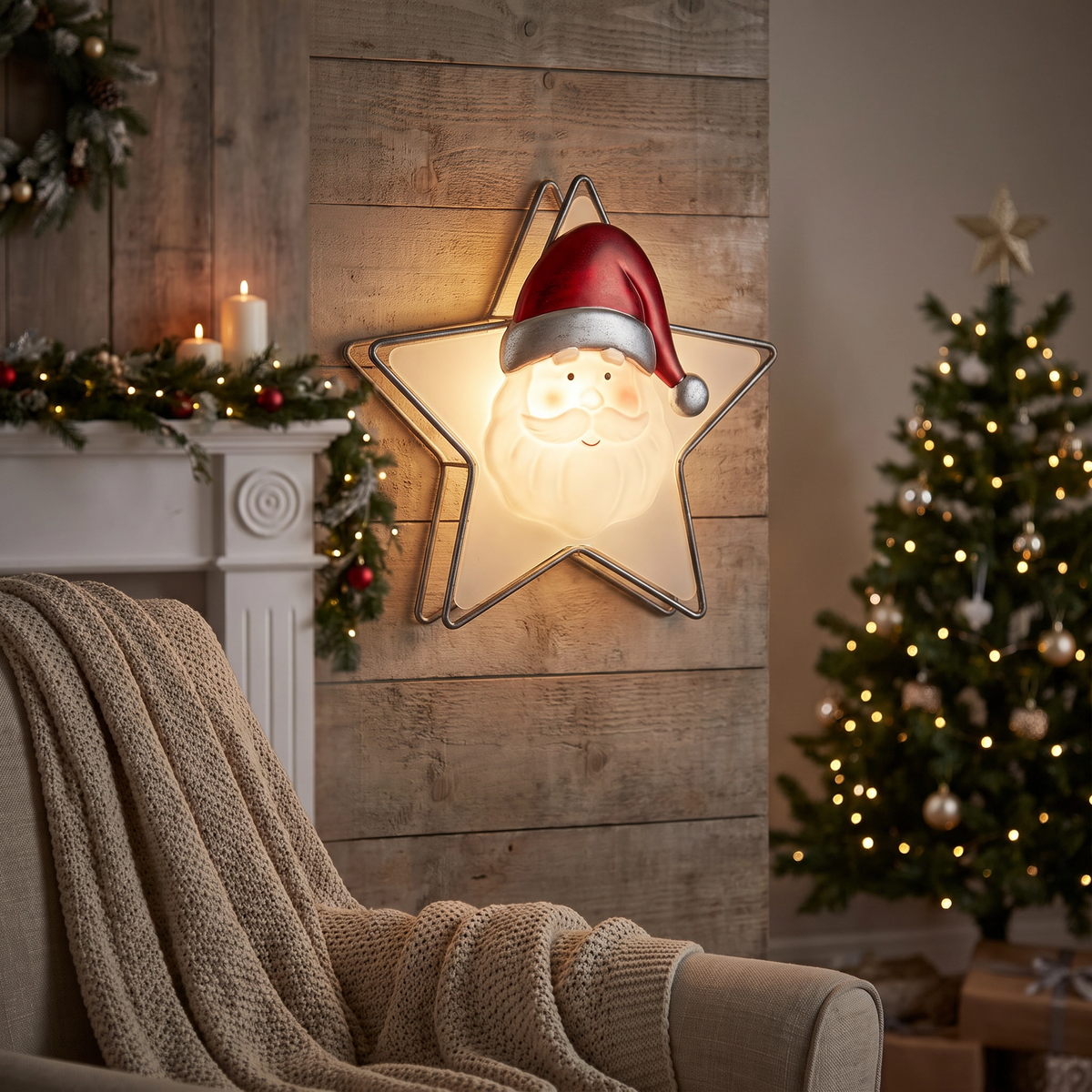 Battery Star Santa Wall Sconce Light lifestyle scene