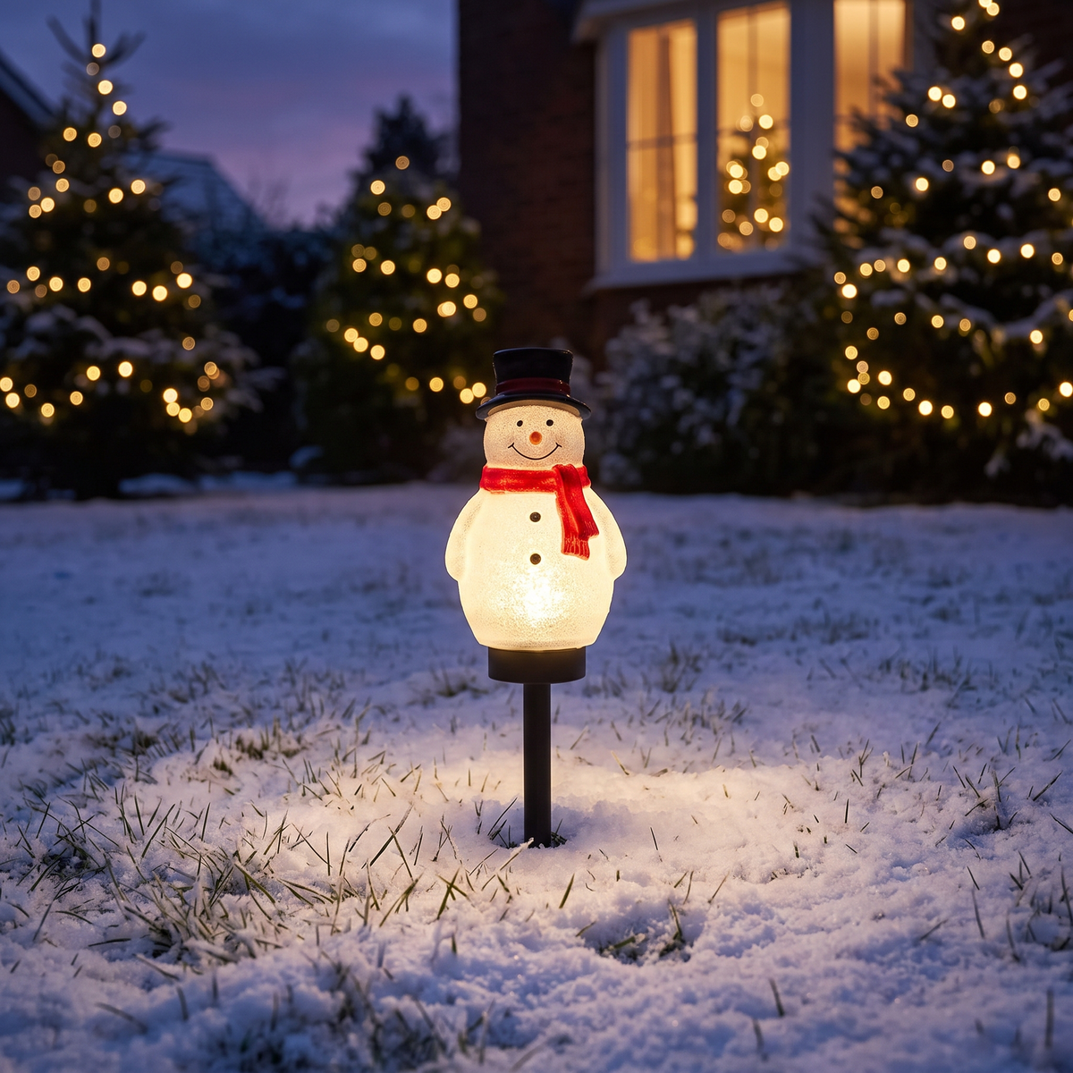 Solar Snowman LED Garden Ground Light lifestyle scene