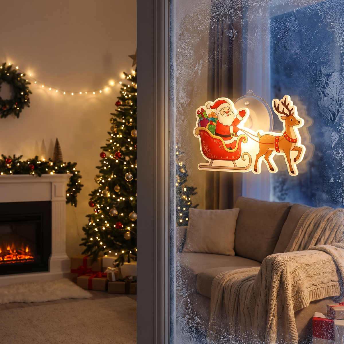 Suction Santa Deer LED Wall Sconce lifestyle scene