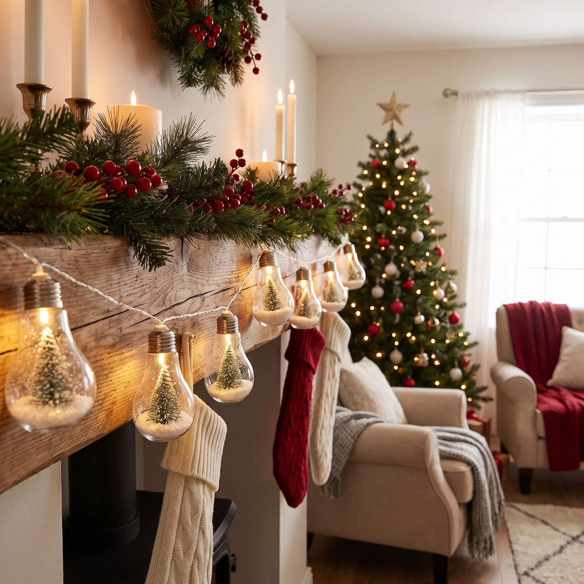 Wishing Bottle Bulb Tree Snow String Lights lifestyle scene