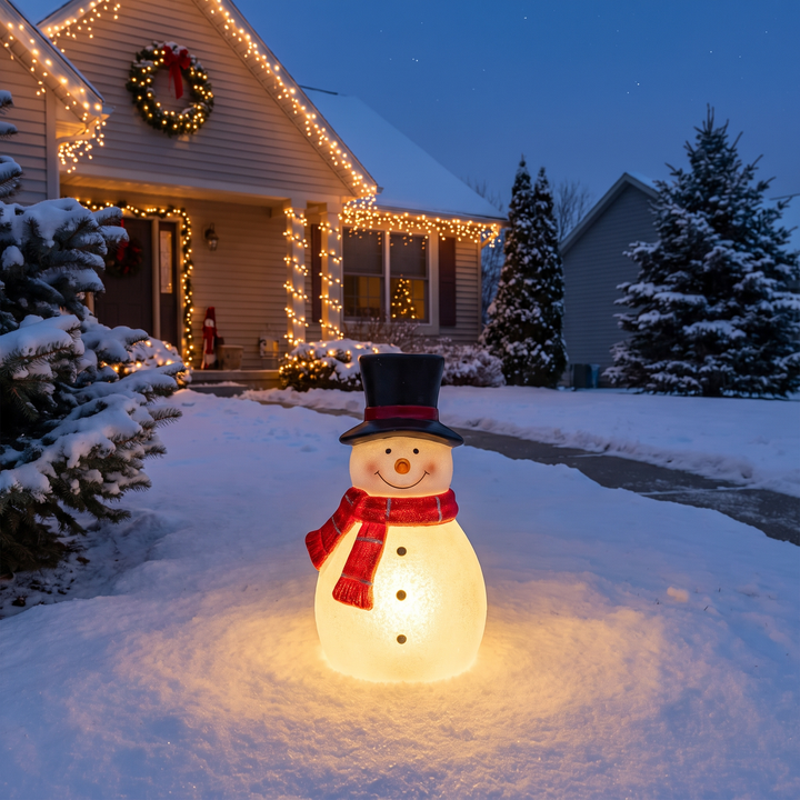 Christmas Solar Snowman Lawn Light lifestyle scene