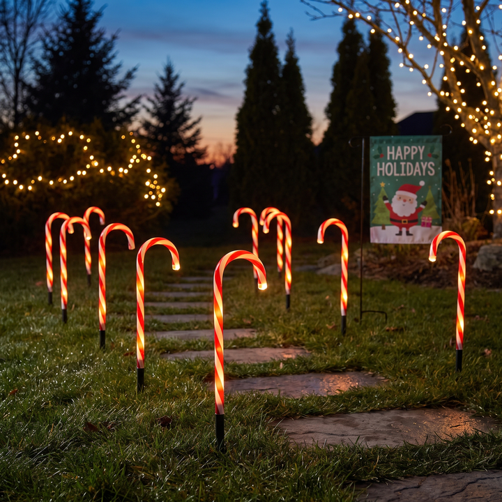 Solar Candy Cane LED Lawn Light lifestyle scene