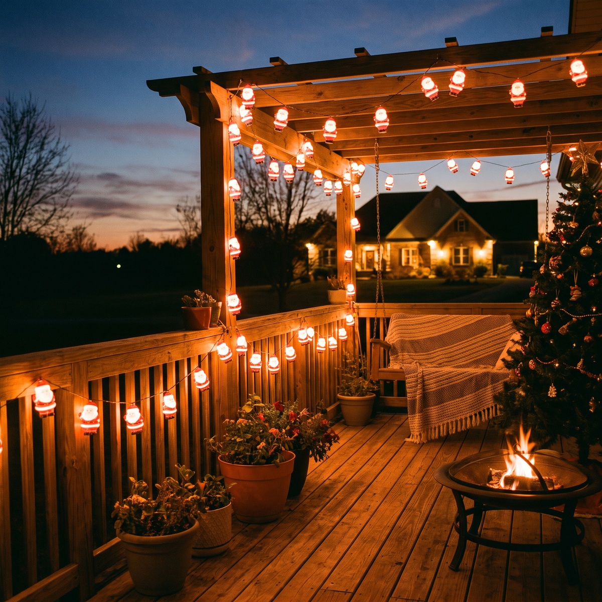 Santa Claus Patio Party String Lights lifestyle scene