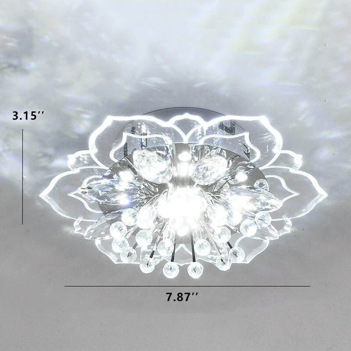 Modern Flower Crystal LED Flush Mount Ceiling Light